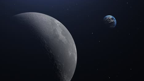 4k planet earth with moon foreground in space