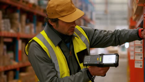 male worker using barcode scanner