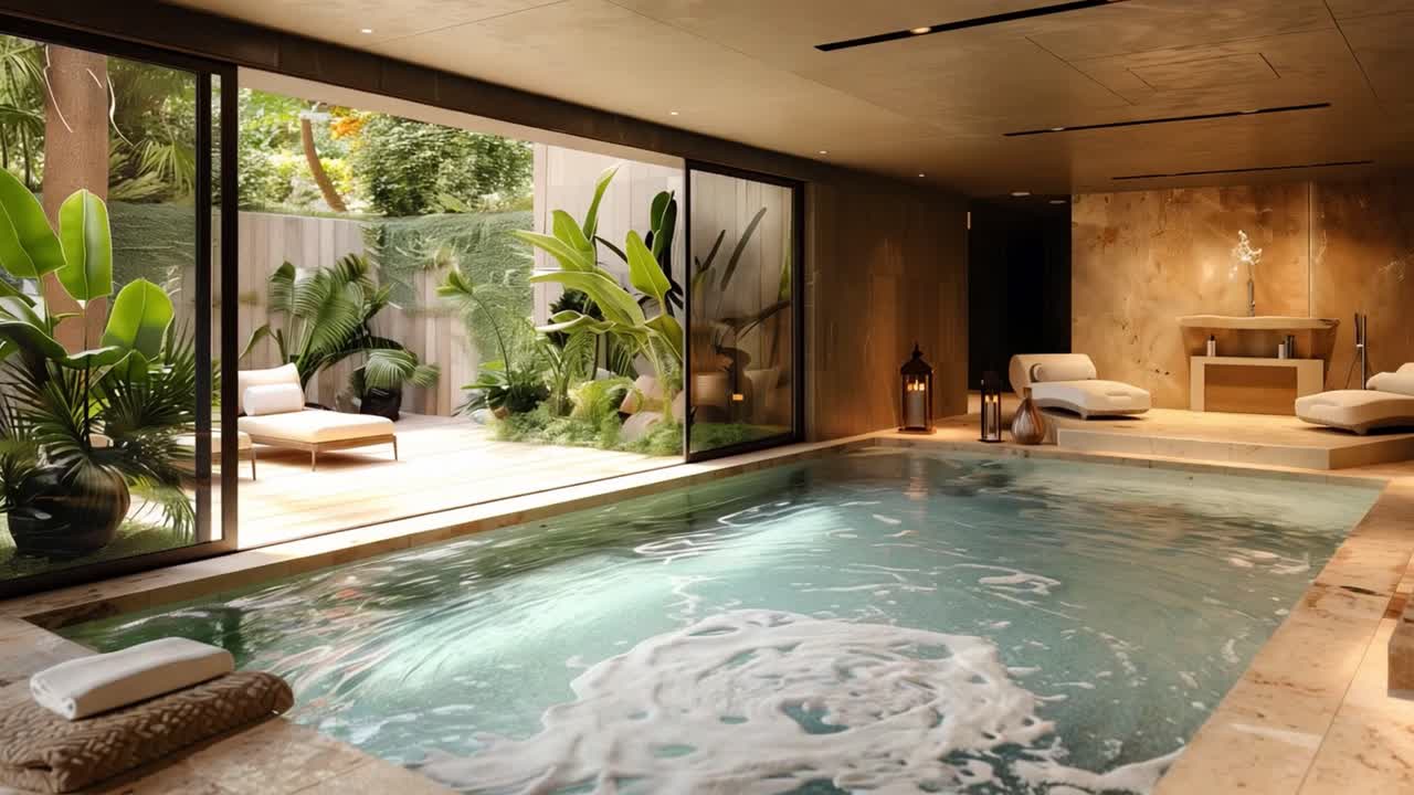 Luxurious Indoor Pool with Tropical Garden