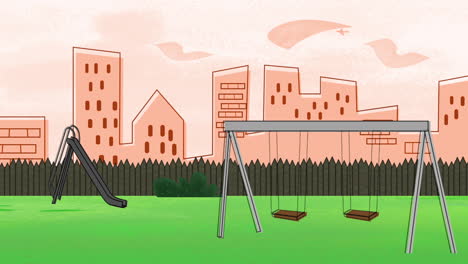 Cartoon-animation-background-with-buildings-and-park-of-city-2