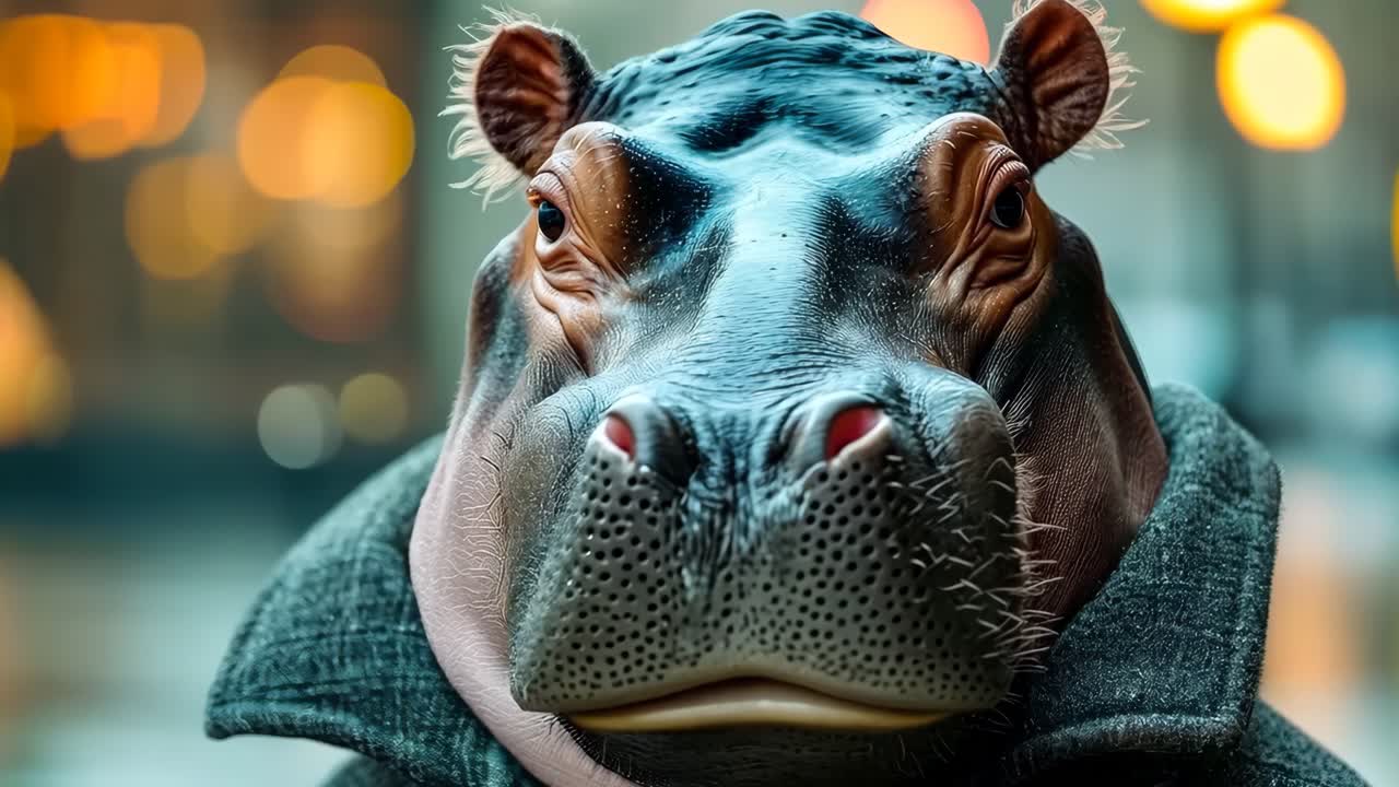 거리의 한가운데에서 슈트와 타이를 입은 히포