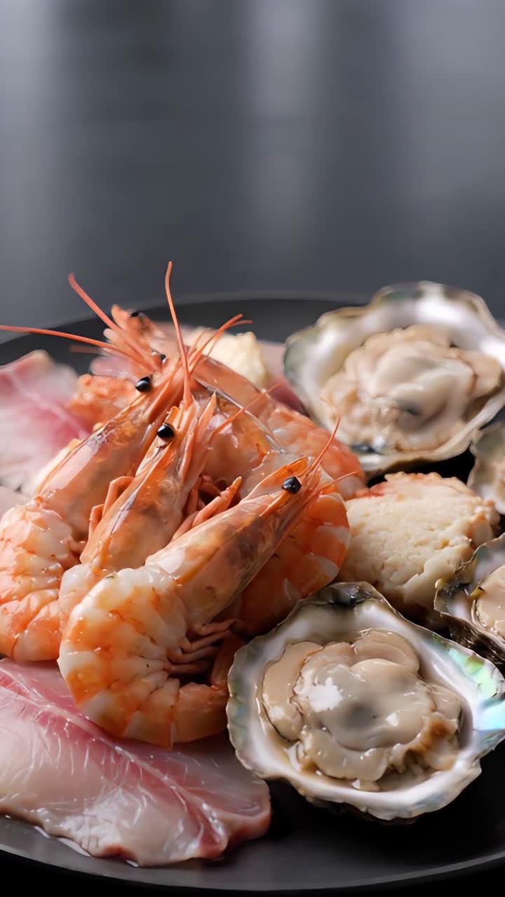 Delicious Seafood on Blurred Background