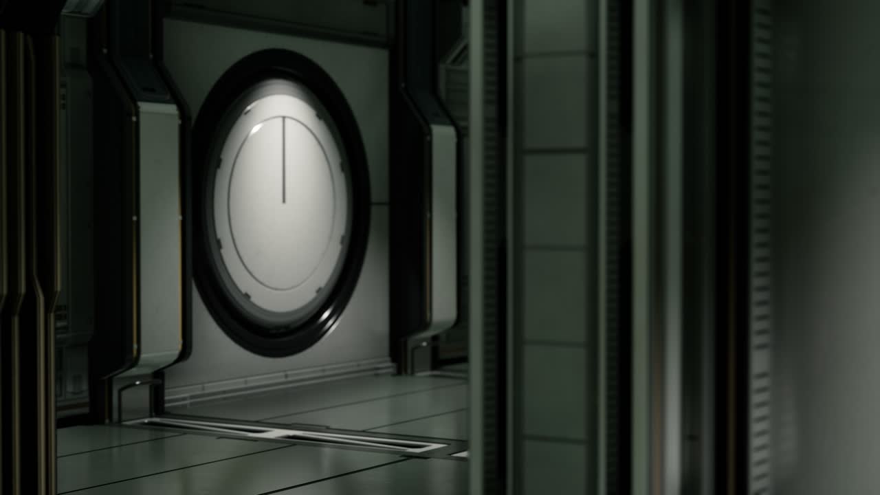 Clean sterile futuristic science fiction interior of a laboratory or spaceship