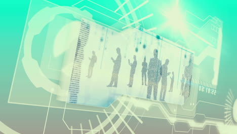 digital interface with business people silhouette