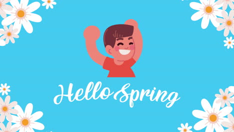 happy boy welcoming spring