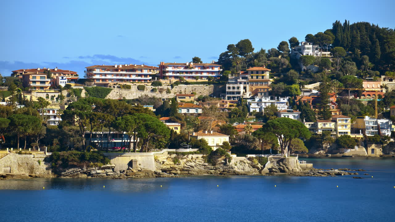 Panorama view of the town Villefranche-sur-Mer on the French Riviera