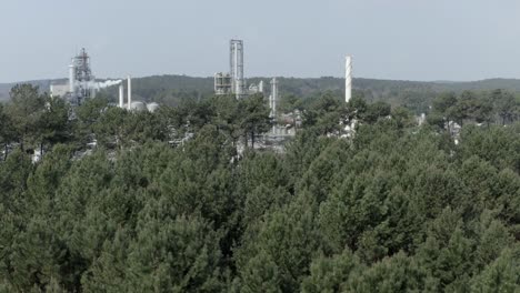 drt biomass cogeneration surrounding forest, sustainable land use and green chemistry. vielle-saint-girons, france. aerial forward