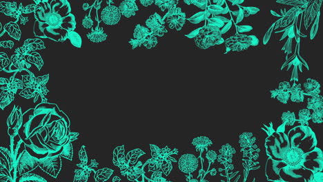 flores verdes vintage en el gradiente negro