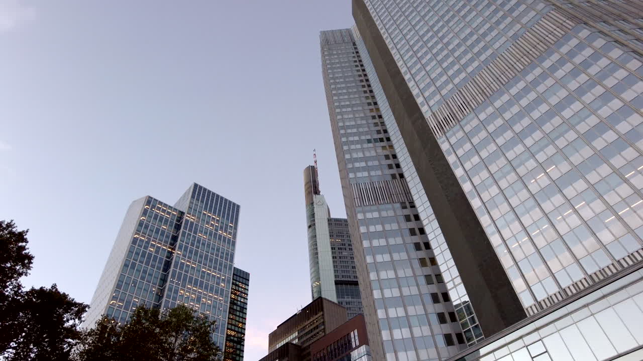 Low angle view of a skyscrapers in Frankfurt, Germany