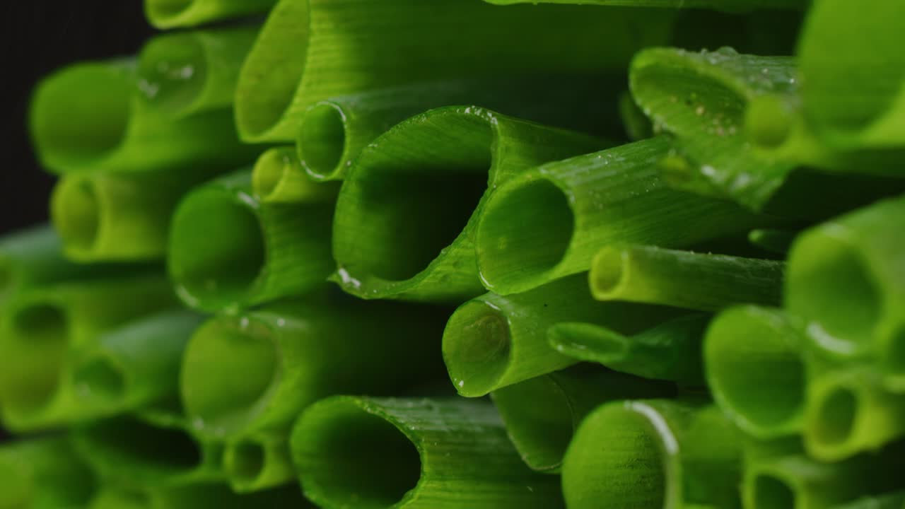 se ha cortado la cebolla verde macro shot