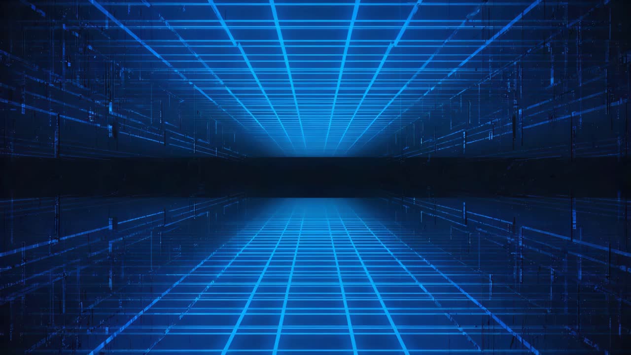 Abstract Blue Grid Tunnel