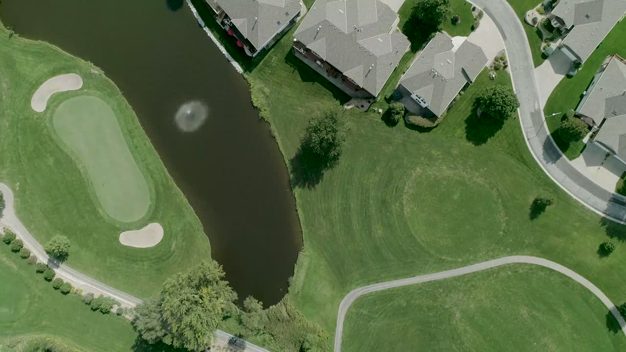 Aerial of golf course hole