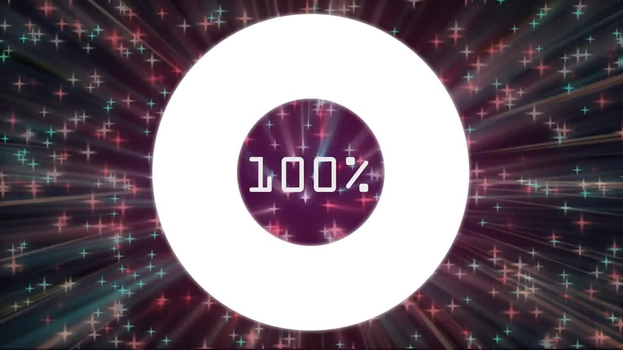 블랙 스페이스 위의 로딩 서클의 애니메이션과 별