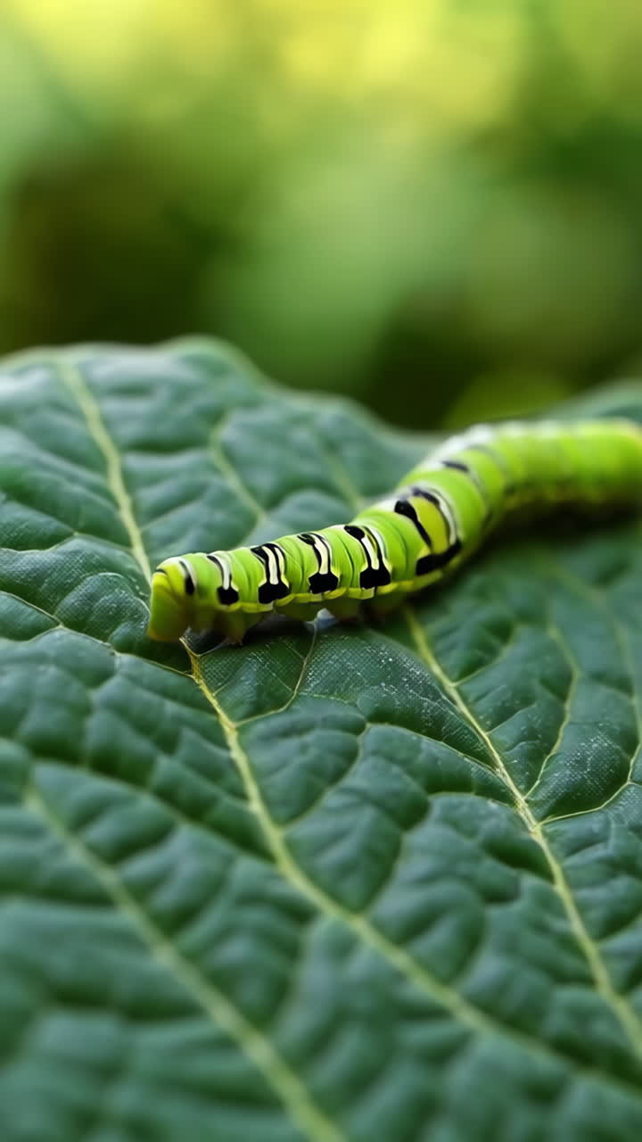 Green Caterpillar on a Leaf