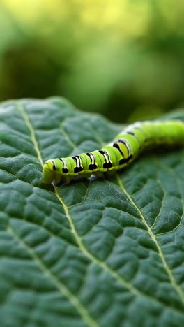 green caterpillar on a leaf