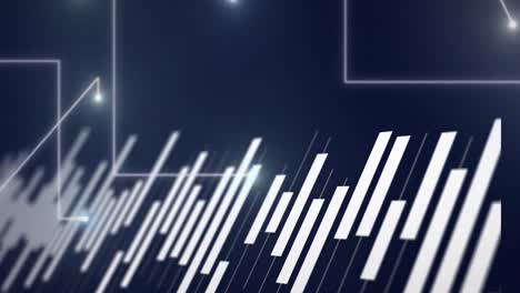 Animation-of-graphs-over-moving-dots-forming-lines-against-black-background