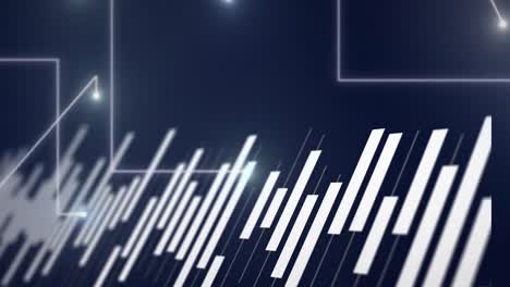 animación de gráficos sobre puntos móviles que forman líneas contra un fondo negro
