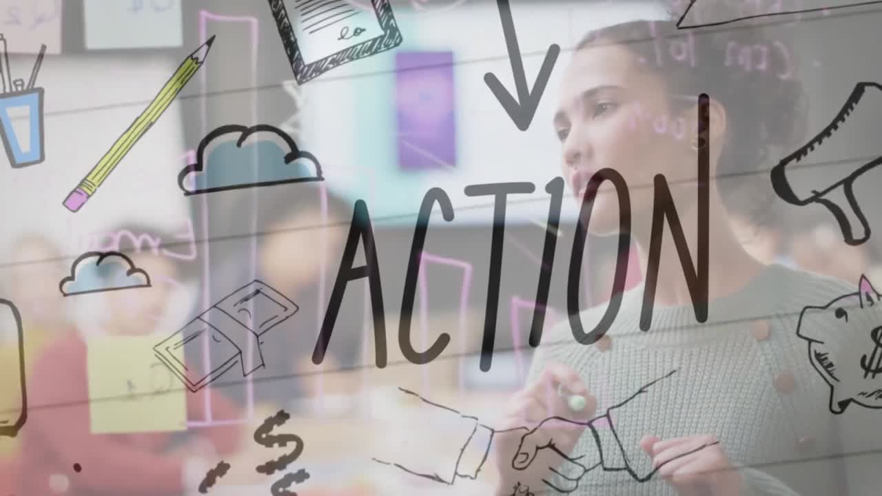 animación de la gente de negocios sobre el procesamiento de datos financieros