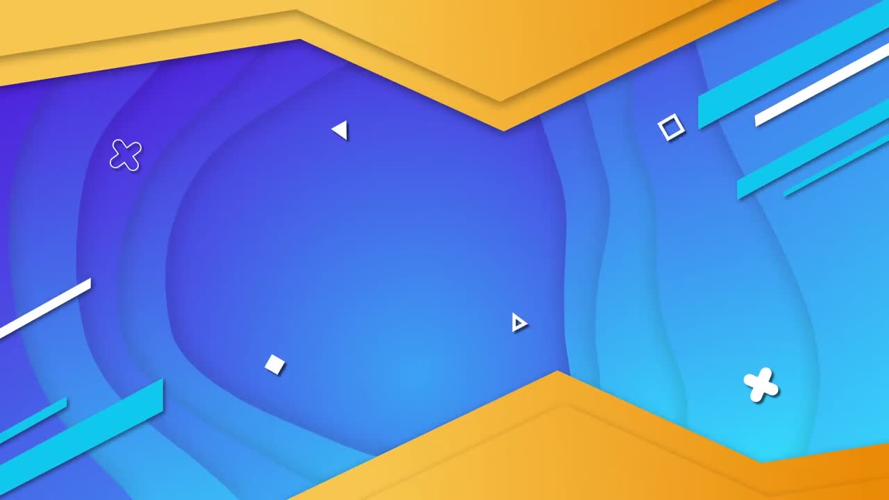 Animation of shapes over moving blue background