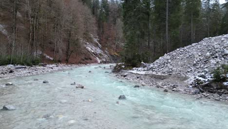 Aerial-view-of-Partnachklamm-,a-scenic-location-and-nature-attraction-in-Germany-near-Garmisch-Paterkirchen