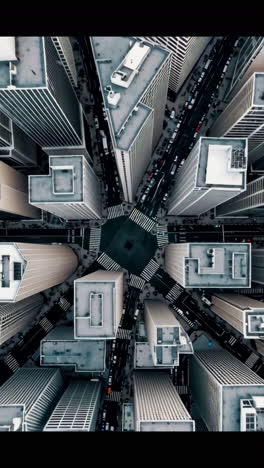 aerial view of a city intersection