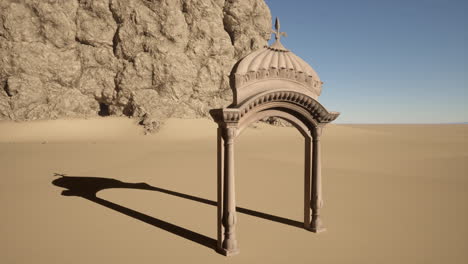 ancient stone arch in a desert landscape