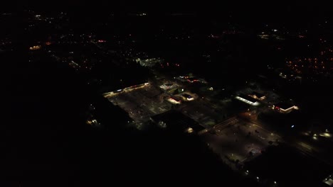 flying over small town at night