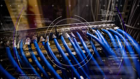 animation of data processing and scope scanning over server room