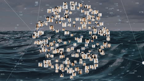 animation of network of connections over seascape