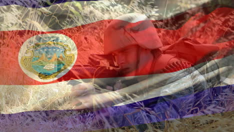 animación de la bandera de costa rica sobre el tiroteo del soldado caucásico