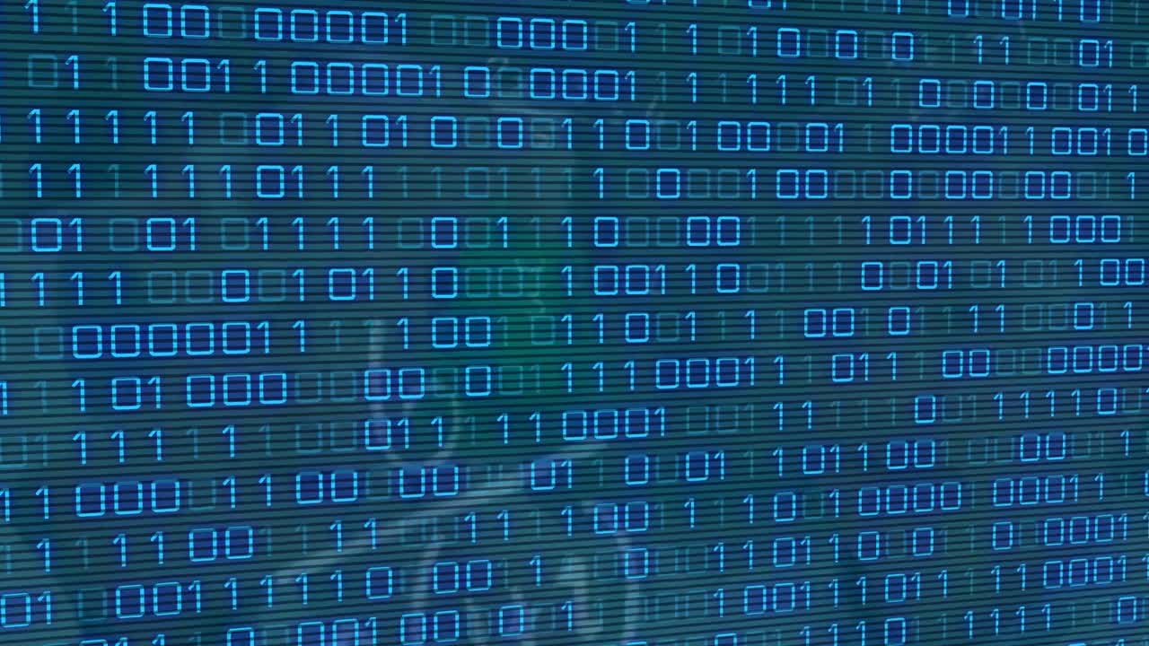 Animation of data processing over blue background