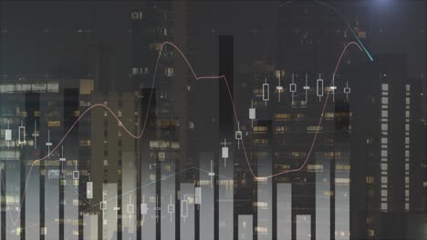 Animation-of-graphs-and-data-over-night-cityscape