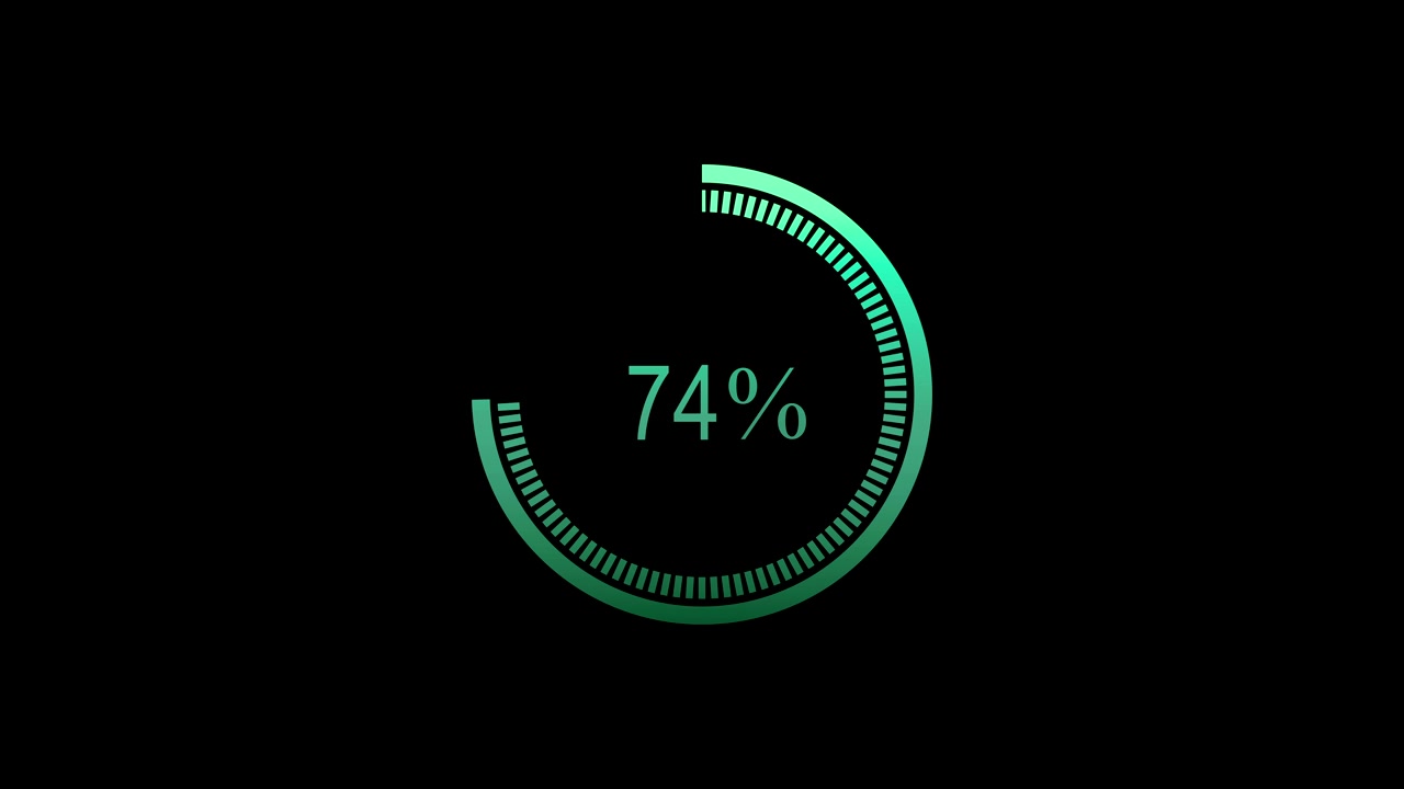 loading futuristic circle ring orb bar animation on black screen. Loading download 0-100% animation with optional luma matte. Alpha Luma Matte included. 4k video