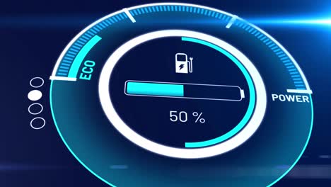 electric car battery in active charging visionary dashboard