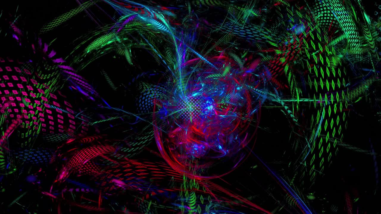 Abstract Digital Art with Glowing Neon Lines and Dynamic Patterns