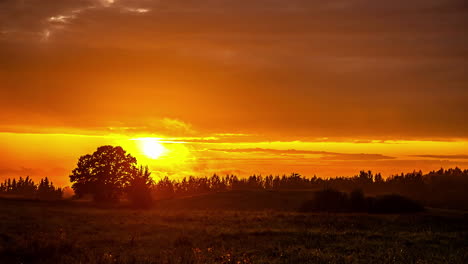 Sonnenuntergang-Am-Gelben-Himmel-Im-Zeitraffer