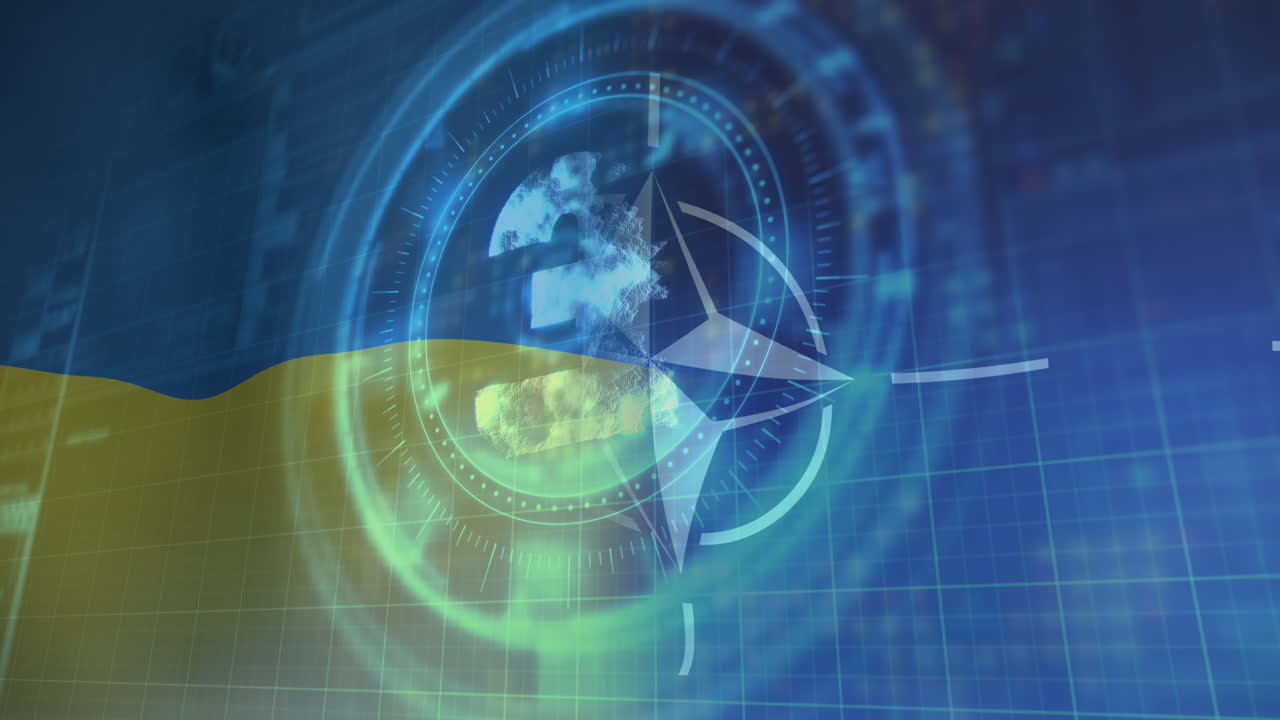 анимация символа фунта над флагом украины и нато