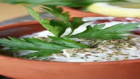 delicious yogurt dip with parsley and spices