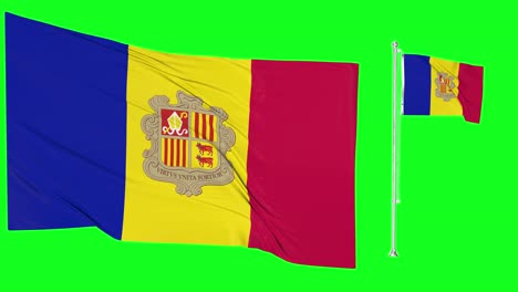 Greenscreen-Schwenkt-Andorra-Flagge-Oder-Fahnenmast