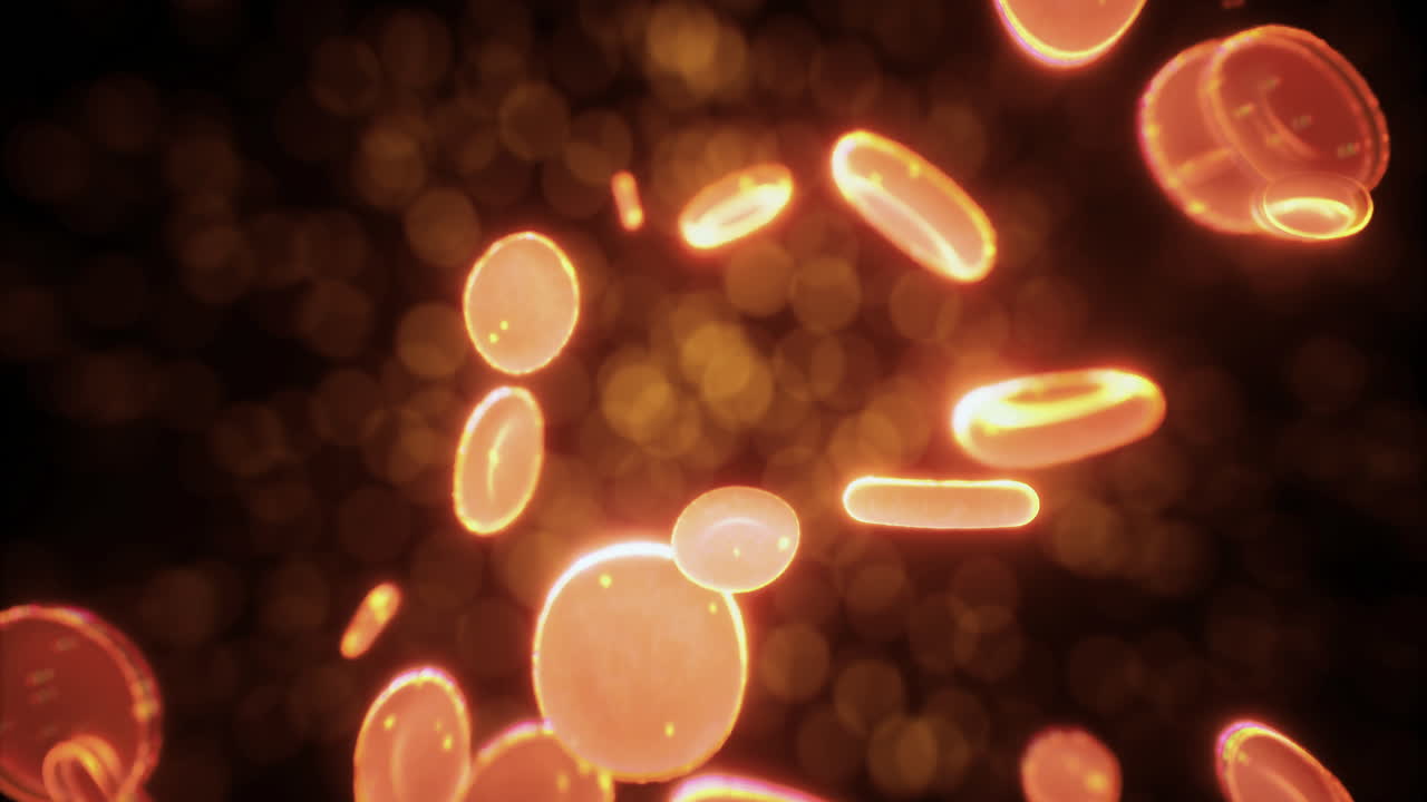 Glowing micro spheres swirl in a cosmic dance of light and energy