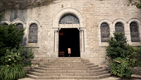 tilt shot of the mary magdalene cave in the sainte baume mountain located in provence, south of france