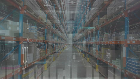 animation of data processing over warehouse