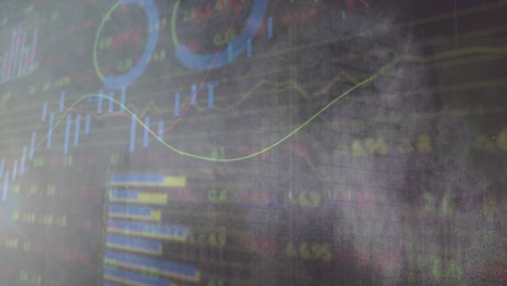 animación del procesamiento de datos financieros y polvo blanco.