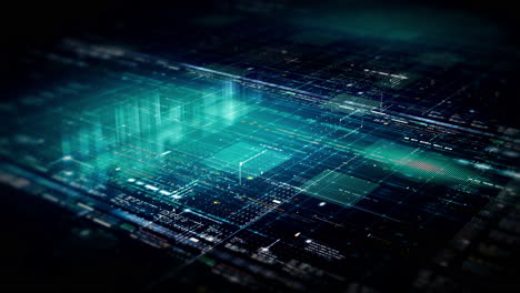 matriz de datos de flujo de desenfoque abstracto futurista, meta, metaverso, telemetría y visualización de números cifrados con simulación de partículas en el entorno del ciberespacio para el fondo de visualización frontal