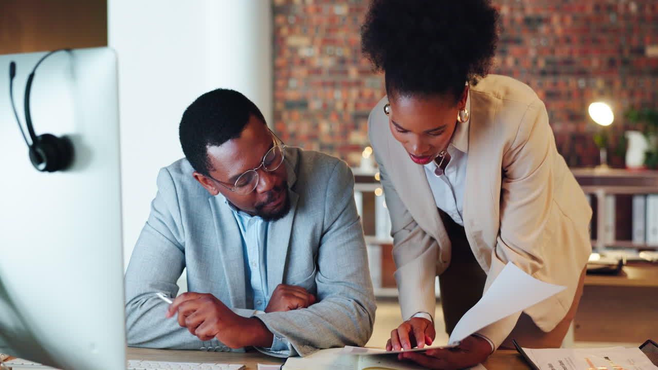 Business people, night and team discussion