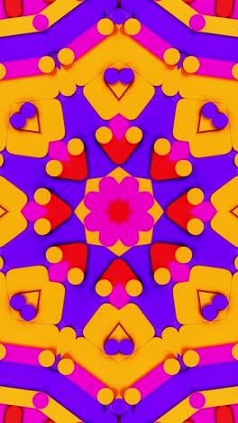 colorful abstract pattern with yellow and pink flower. kaleidoscope vj loop vertical