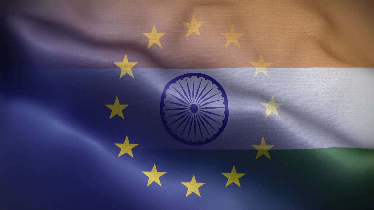 유럽 연합 및 인도 발 루프 배경 4k