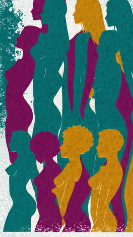 colorful textured silhouettes of women