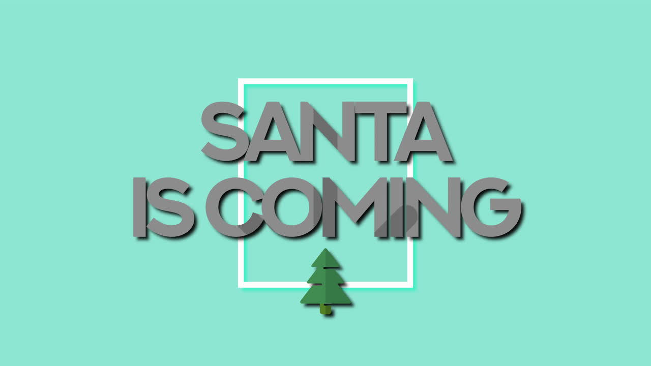 santa viene en marco con árbol en gradiente verde