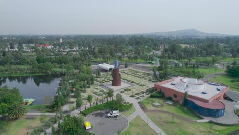 Orbital-view-with-drone-above-lake-and-natural-area-in-Mexico-City